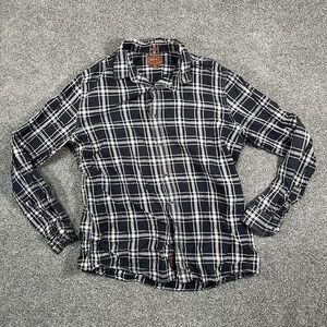 Red Ale Alesbury Mens XL Tall Slim Plaid Button Up Shirt Black White Long Sleeve